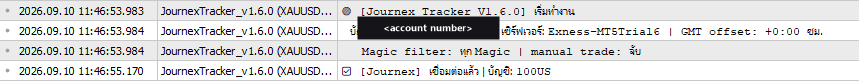 แท็บ Experts ของ MT5 แสดงบรรทัด [Journex] ที่ส่งข้อมูลสำเร็จ